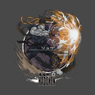 RYU: HADOKEN - NAVY/YELLOW T-Shirt