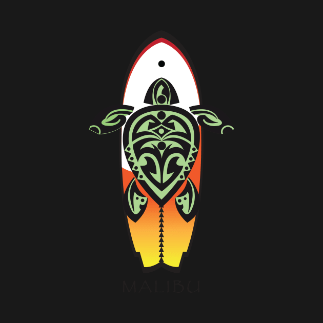 Tribal Turtle Tattoo Surfer Dude / Malibu by srwdesign