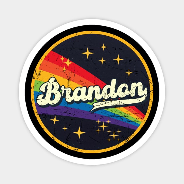 Brandon // Rainbow In Space Vintage Grunge-Style Magnet by LMW Art