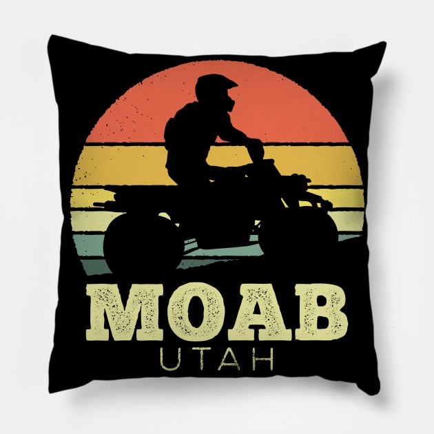 Moab Utah Quadbike Vintage Sunset Pillow by DetourShirts