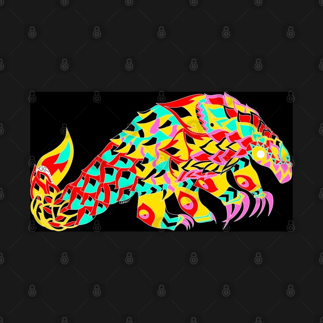 pangolin lovely scaly anteater art in ecopop pattern by jorge_lebeau