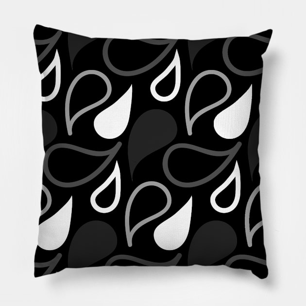 Black and white paisley pattern Pillow by Spinkly