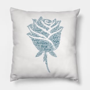 Rose Flower Silhouette Shape Text Word Cloud Pillow