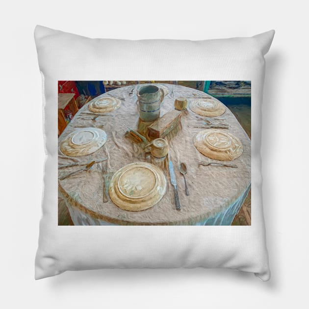 Dust Bowl Dinner Table Pillow by Debra Martz