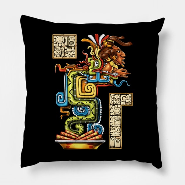 Mayan Vision Serpent Pillow by underheaven