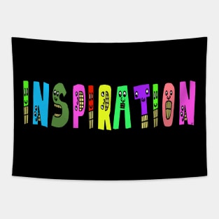 Cute Inspiration Motivational Text Illustrated Letters, Blue, Green, Pink for all people, who enjoy Creativity and are on the way to change their life. Are you Confident for Change? To inspire yourself and make an Impact. Tapestry