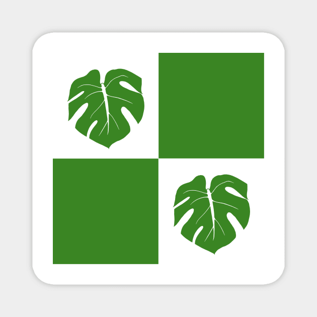 Monstera Checkerboard - White and Green Magnet by ally1021