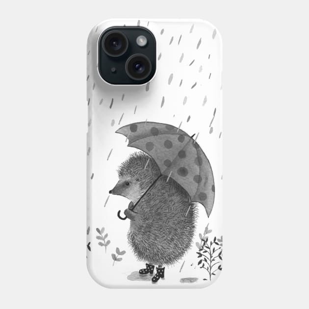 Hedgehog and a rainy day Phone Case by LittleForest