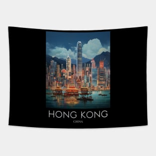 A Pop Art Travel Print of Hong Kong - China Tapestry