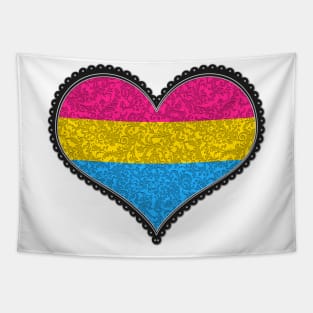 Elegant Pansexual Pride Decorative Heart in Pride Flag Colors Tapestry