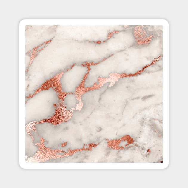 Rose Gold Marble Blush Pink Copper Metallic Foil Magnet by fineartgallery