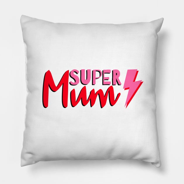 Super Mum, Word Art, Lightning Pillow by OneThreeSix