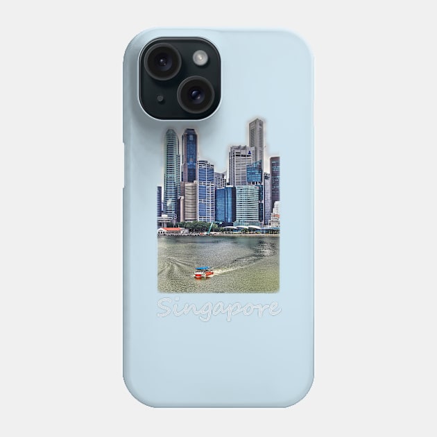 Amphibious Vehicle in front of Singapore Skyline Phone Case by holgermader