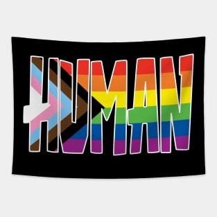 Human Pride Progress Flag Tapestry