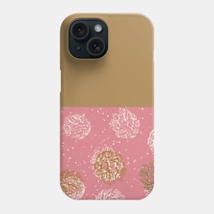 Gold Horizontal Split Colorful Pinecone Pattern on Blush Pink Phone Case