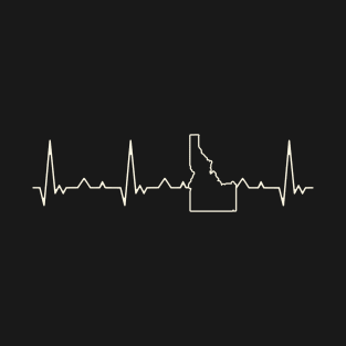 Idaho State USA. Heart. Love. EKG. Pulse. Beat. T-Shirt