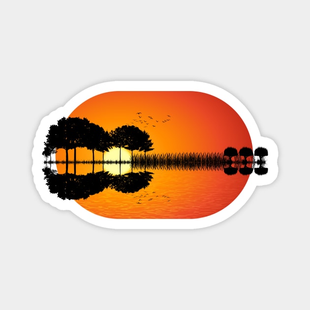 guitar island sunset Magnet by psychoshadow