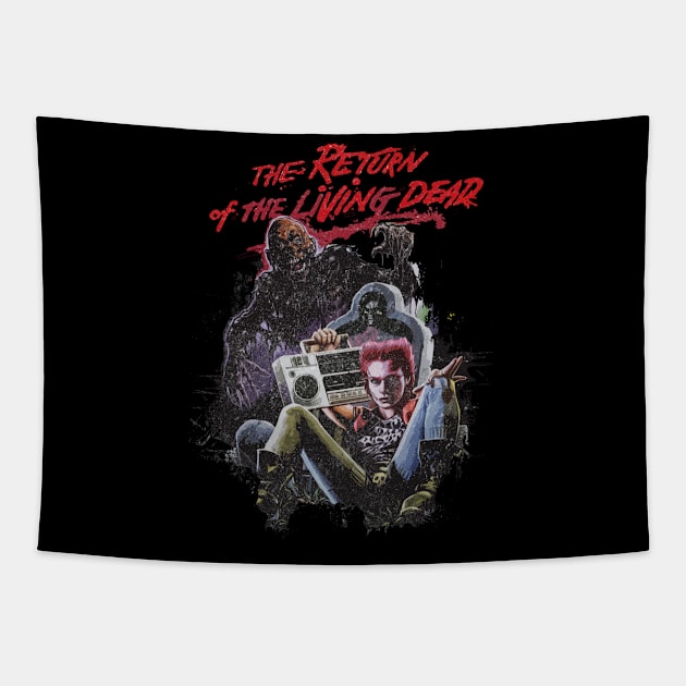 Return Of The Living Dead Retro Horror Tapestry by olivia parizeau