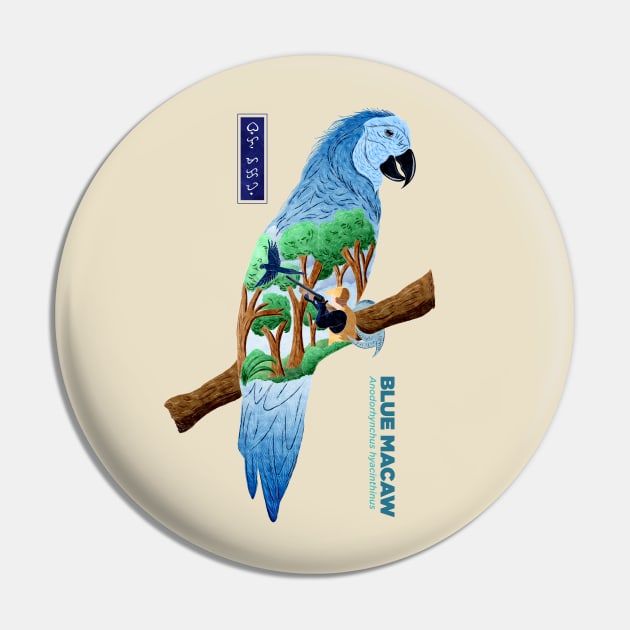 The Last Blue Macaw - Creme Pin by Thor Reyes