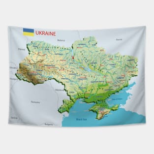 Topographic map of Ukraine Tapestry