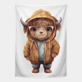 American Bison Wearing Hoodie Tapestry