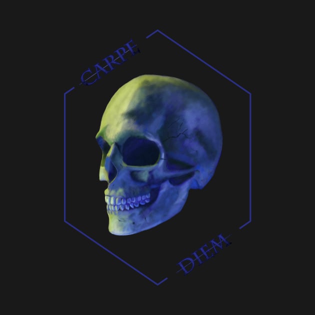 Carpe Diem Seize the Day- Blue Skull Design by ianoz