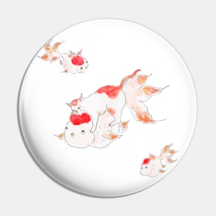 Goldfish with Cat Pin