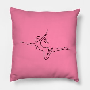 Flying Girl line art, happy woman, break free minimalist art, wild and free girl, joy and freedoom Pillow