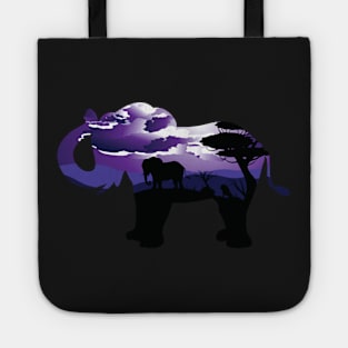 African Night with Elephant Tote