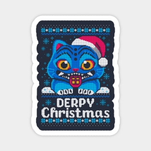 Derpy tiger ugly christmas sweater Magnet