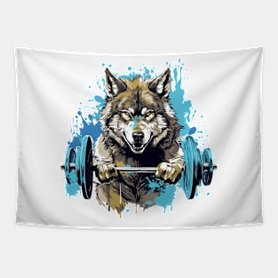 wolf at gym Tapestry