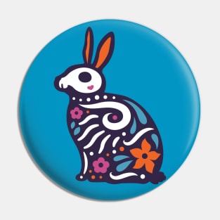 Colorful Day of the Dead Rabbit | Dia de los Muertos Animals Pin