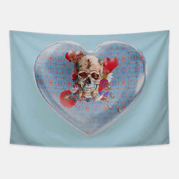 Skull Flower Power III Tapestry by Diego-t