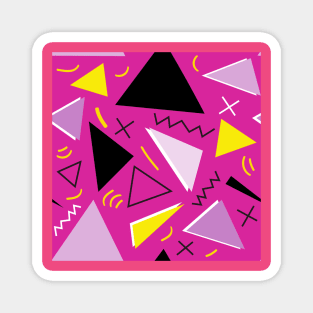 Memphis 80s style seamless pattern on pink background Magnet