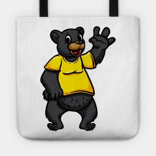 Cute Anthropomorphic Human-like Cartoon Character Black Bear in Clothes Tote