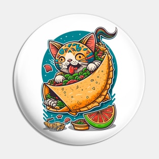 Magic Cat & Taco Cinco De Mayo Funny Cat Lover Mexican Food Pin