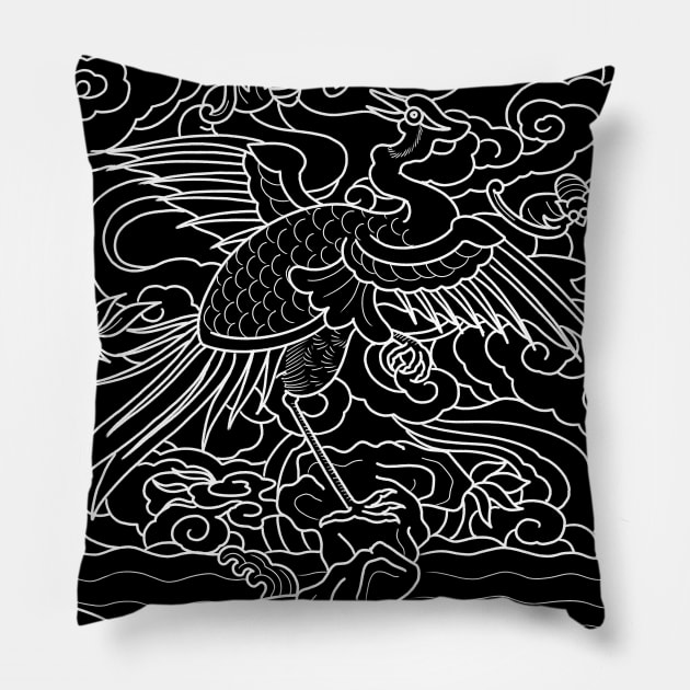 Chinese Crane Pillow by Don Chuck Carvalho