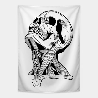 Breath of death, Anatomical Skull Line Drawing. Tapestry