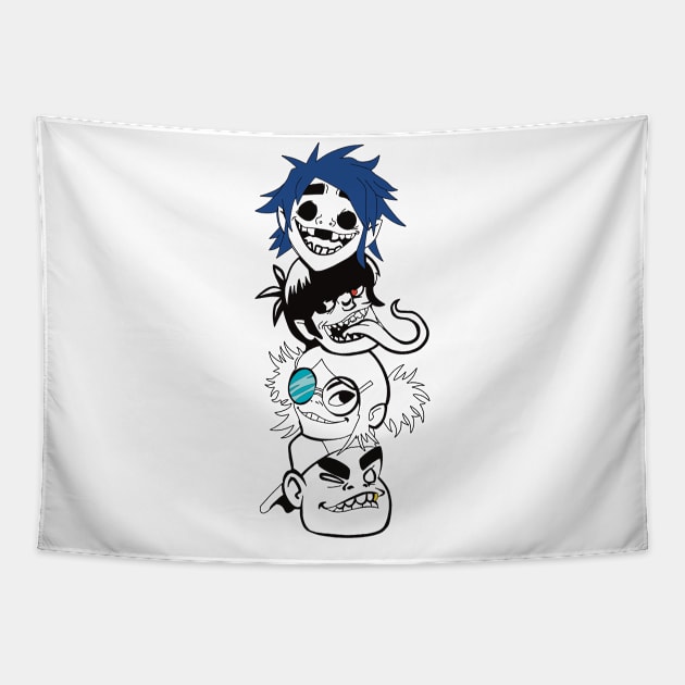 Gorillaz Band Fan Artwork Design PNG Tapestry by OFive