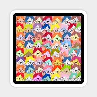 A lot of Colorful Cats | Kitten Pet Repeated Pattern Gift for Cat Owner Magnet