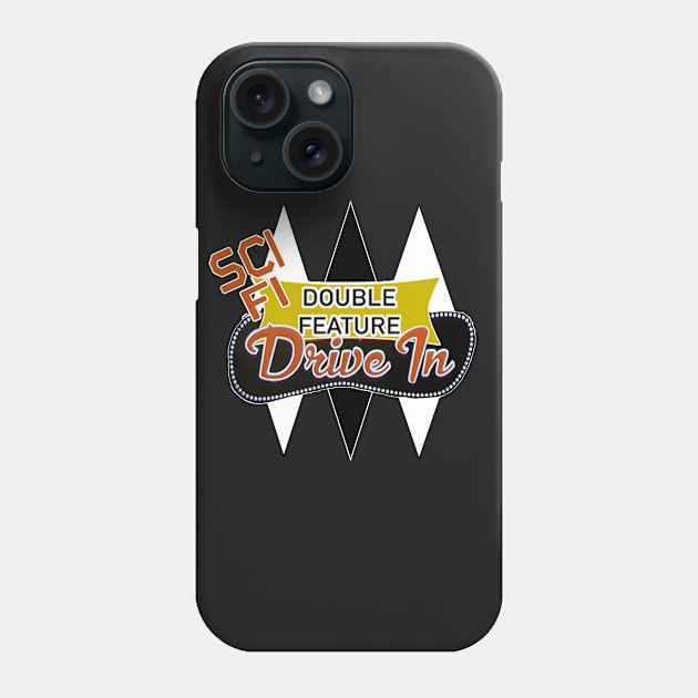 Sci-Fi Double Feature Drive-In Podcast Phone Case by Turbo Mecha Giant Dino