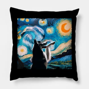 Siberian Huskies Starry Night Tee Triumph for Siberian Dog Admirers Pillow