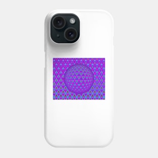 neon purple triangular design over a 3D sphere Phone Case