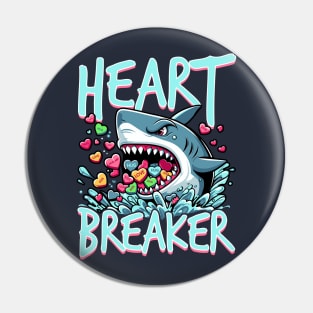 Heartbreaker shark eating hearts Valentine's Day Pin