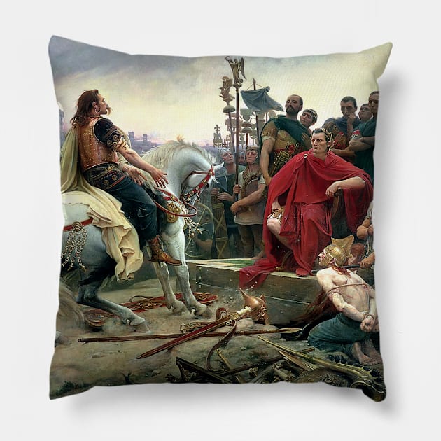 Vercingetorix Throws Down His Arms At The Feet Of Julius Caesar Pillow by GoshaDron