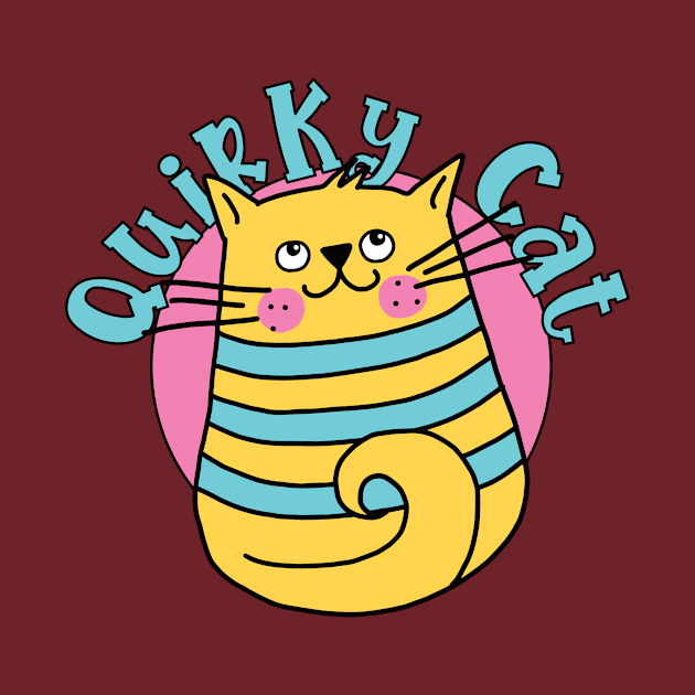 Quirky Cat Blue Stripes Cat by Dallen Fox