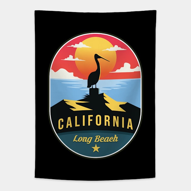 California Long Beach Tapestry by Mark Studio