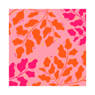 Pink and orange leaves floral pattern T-Shirt