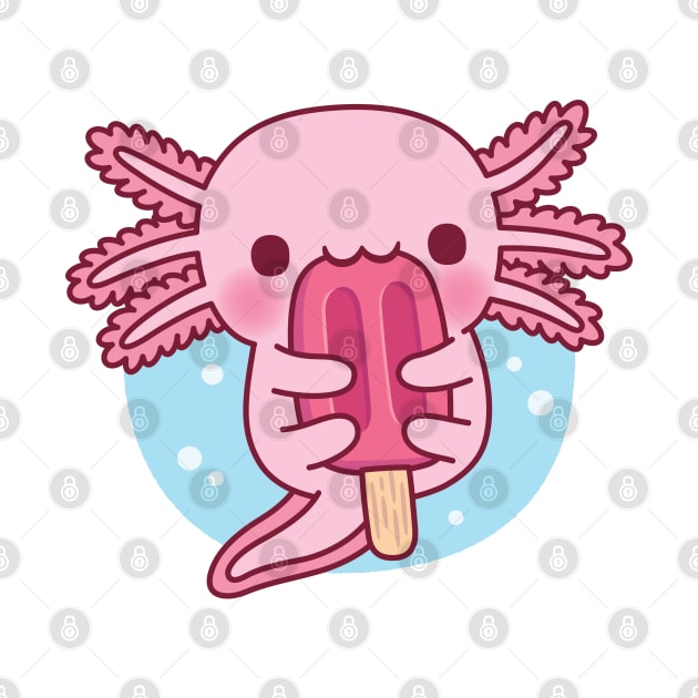 Cute Axolotl Eating Popsicle Ice Cream by rustydoodle