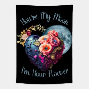 Lunar Bloom: You're my Moon, I'm Your Flower Tapestry